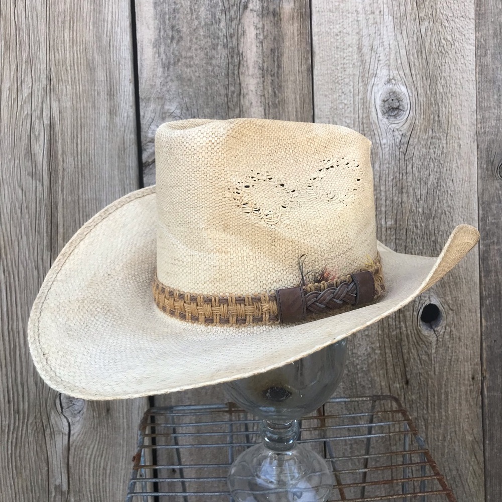 Vintage Bailey U-Rollit Western Cowboy Straw Hat, size 7